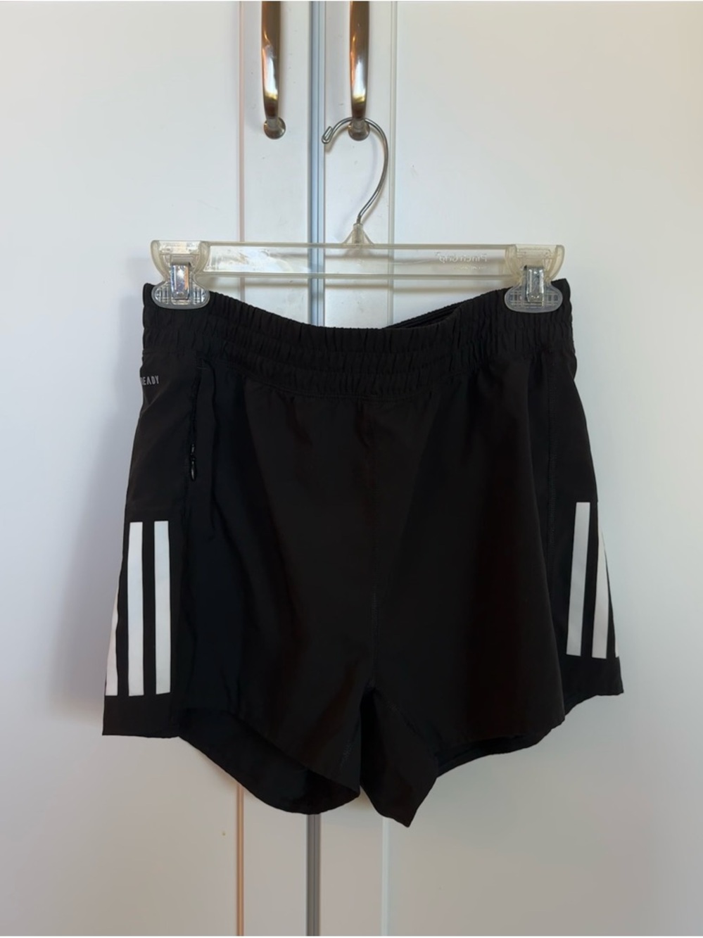 Adidas Black Athletic Shorts with White Side Stripes